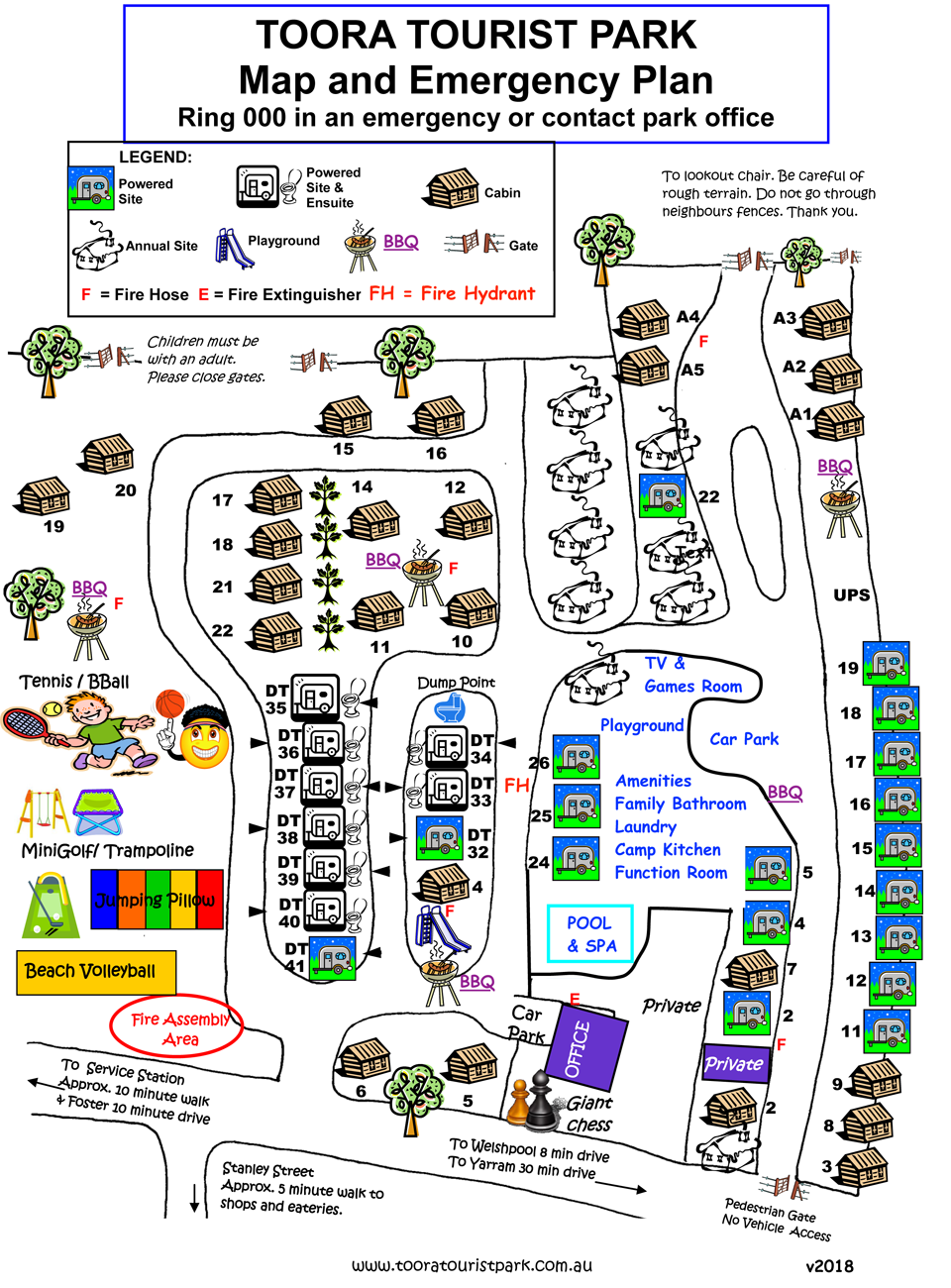 toora tourist park map